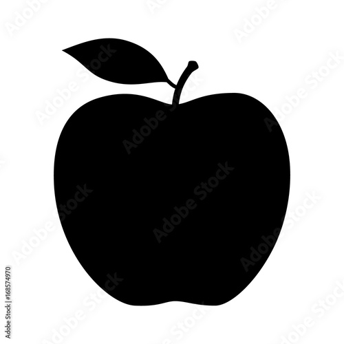 Fotografija Apple fruit with leaf flat vector icon for food apps and websites
