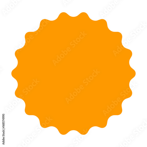 Gold / orange smooth burst, badge, seal or label flat vector icon for apps and websites