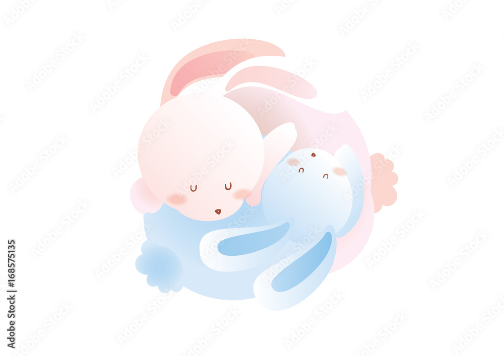soft cute rabbit couple sleep hug illustration vector soft cute rabbit couple sleep hug illustration vector
