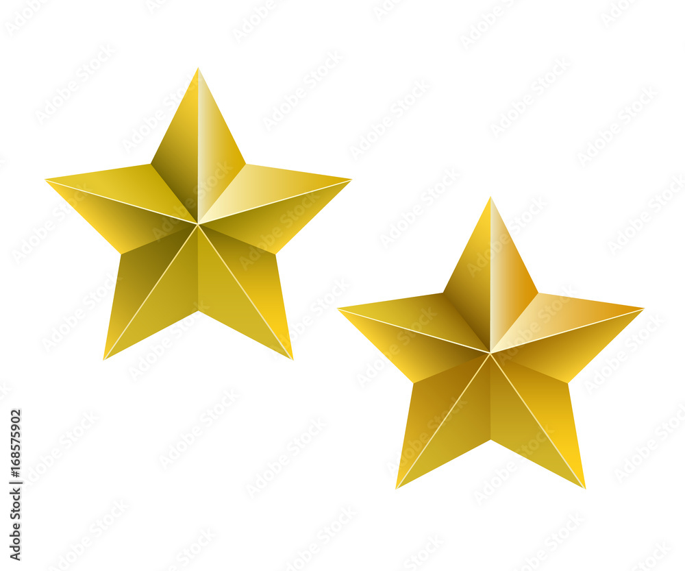 Golden stars vector set of realistic metallic isolated on white background Golden stars vector set of realistic metallic isolated on white background