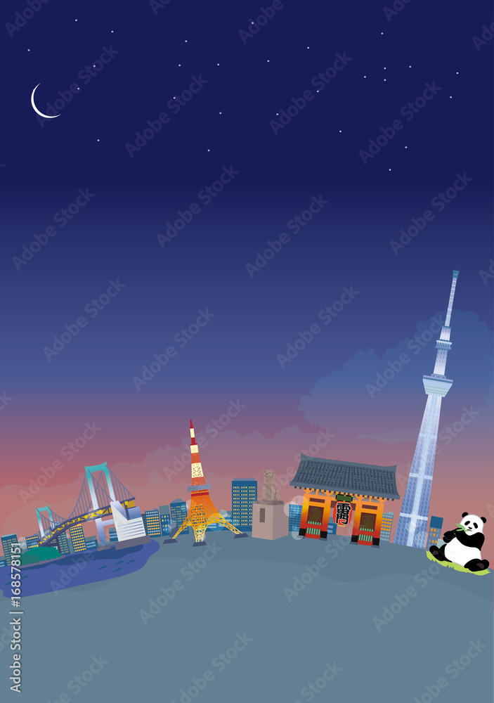東京 夜景 イラスト Stock Vector Adobe Stock