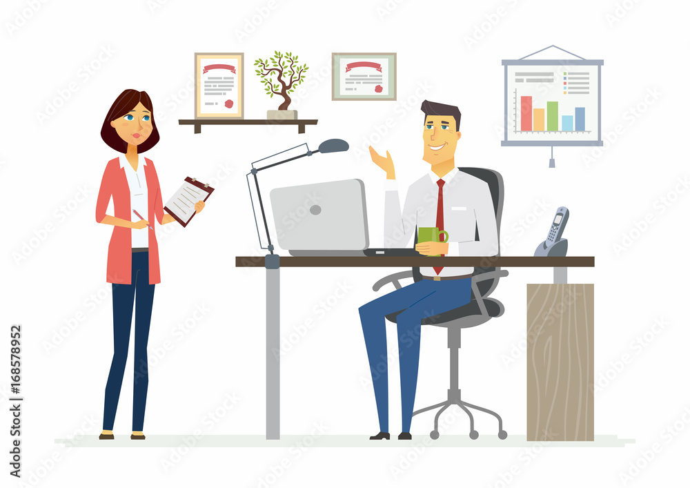 Office Scene - modern vector cartoon business characters illustration Office Scene - modern vector cartoon business characters illustration