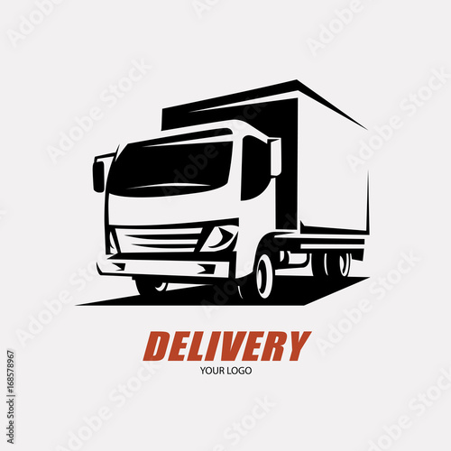 delivery and shipping service logo template, minivan stylized symbol