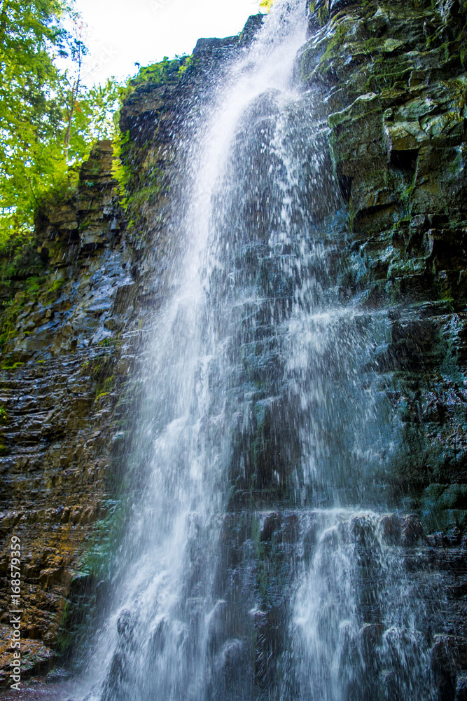 Fototapeta premium Photo of high waterfall in Carpathian mountains