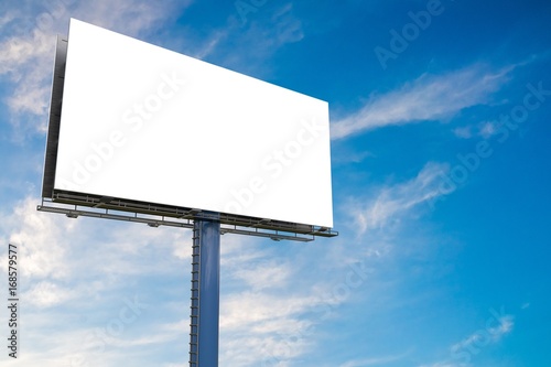 Large billboard against blue sky. 3D rendered illustration.