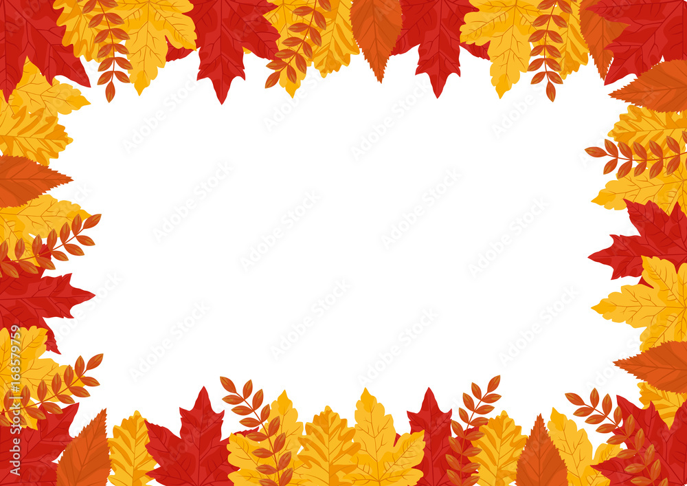 Autumn Leaves Vector Rectangle Frame Border Template Autumn Leaves Vector Rectangle Frame Border Template