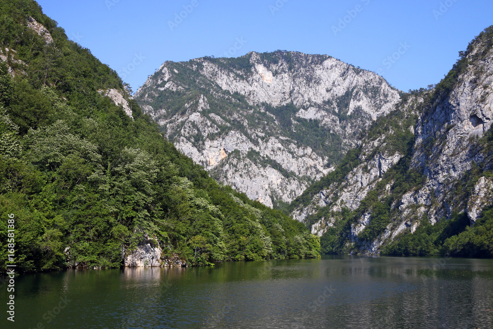 Drina river canyon landscape summer season Serbia