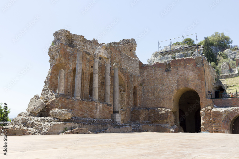 Ruins of the Greek theatre in Taormina, Italy
