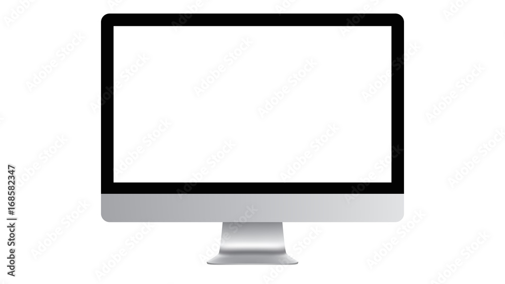 Fototapeta premium Realistic modern computer monitor with blank screen isolated on white background vector illustration