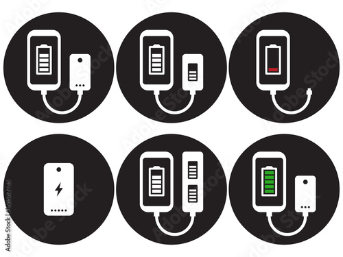 Power bank icons set