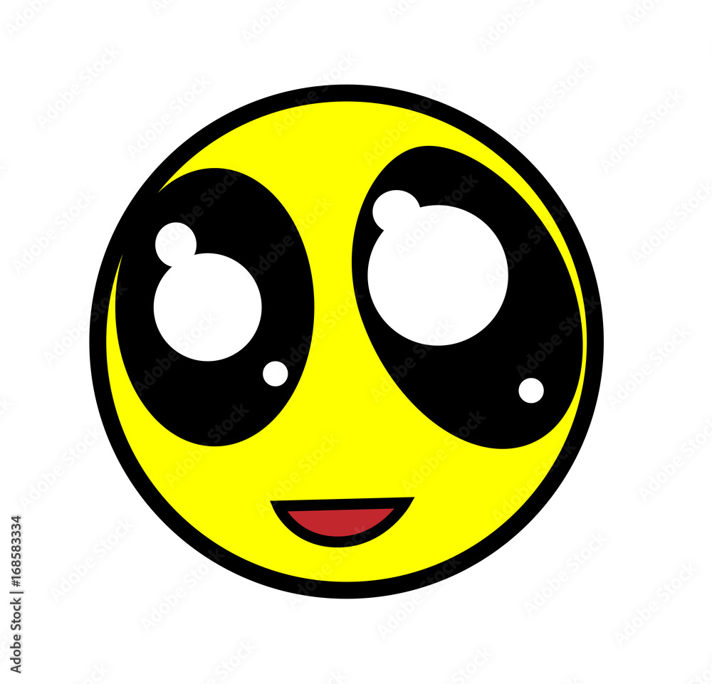 Fototapeta premium Retro cute yellow smiley Cartoon Face Expression
