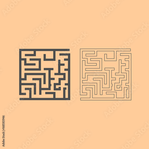 Labyrinth, maze conundrum dark grey set icon .