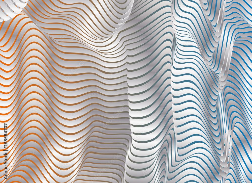 Parallel bands of metal with a gradient fill. Bizarre curved shape. Acrylic patterns. Background for presentations or wallpaper on the screen Parallel bands of metal with a gradient fill. Bizarre curved shape. Acrylic patterns. Background for presentations or wallpaper on the screen