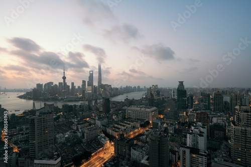 Beautiful shanghai cityscape in sunrise