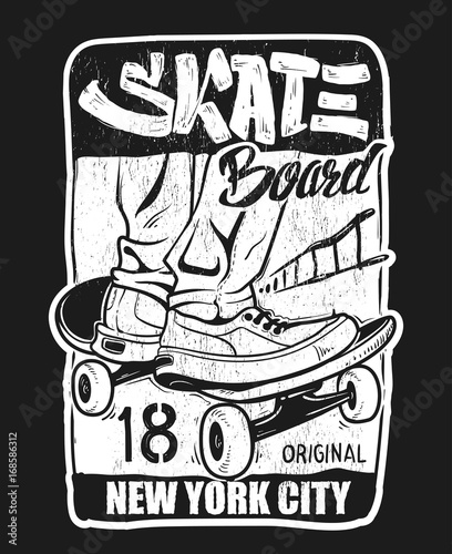 Skate board typography, t-shirt graphics, vectors.