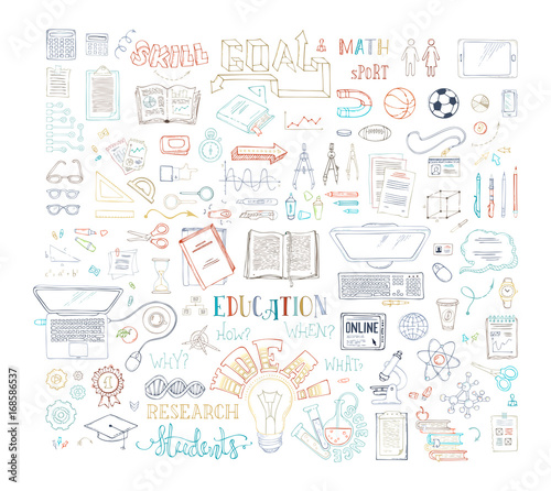 Vector education / job doodles icons.