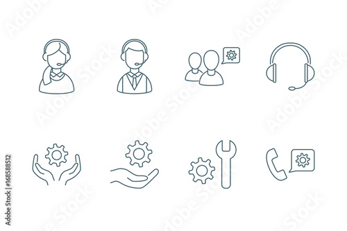 Support set of linear icons