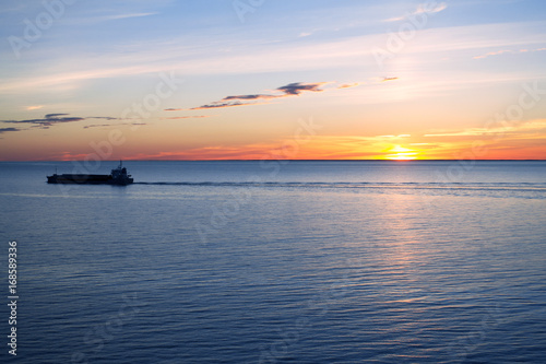 Beautiful sunset over Baltic Sea - seascape with sea horizon © Tatiana