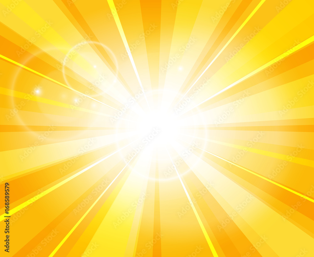 Sun beams pattern. Summer day bright light hot yellow vector ...