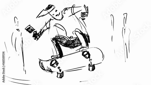 Boy on a skateboard Vector sketch for storyboard, cartoon, projects