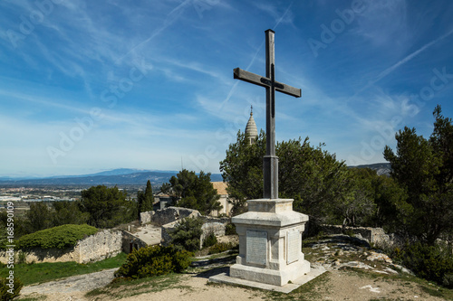 Wooden cross of the Notre-Dame de Beauregard chapel  located in the French town of Orgon near Avignon.