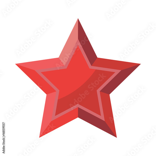 Red Star with shadows isolated on White Background 23 February 9 May. Symbol of victory.