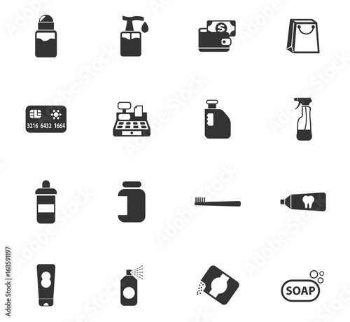 chemicals store icon set