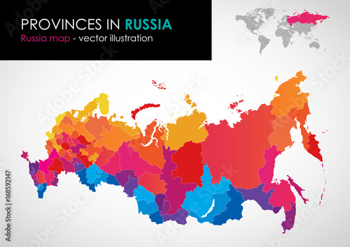 Vector map of Russia and provinces COLOR