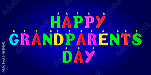 Happy Grandparents day banner. Letters in the form of candles. 3d. Stock - Vector illustration
