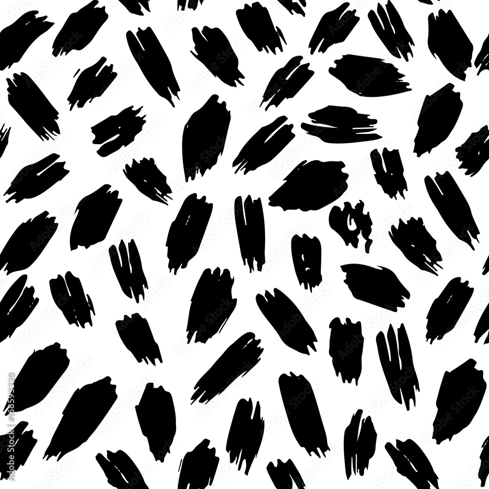 Hand drawn monochrome black and white seamless abstract pattern. Ink sketch texture and background.