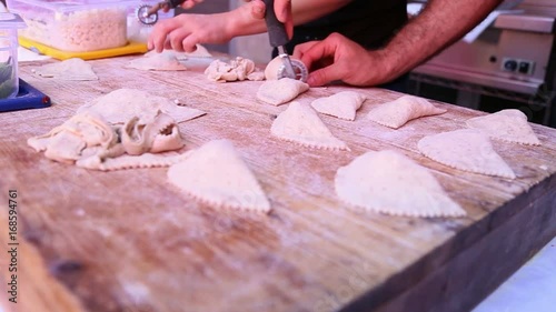 Panzerotti Cooking, Cutting Dough 