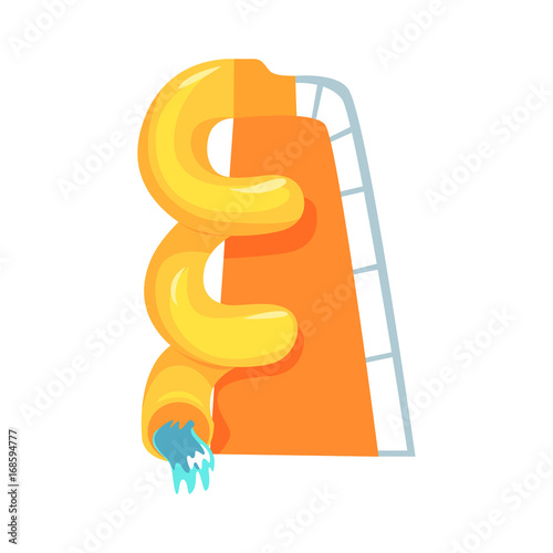 Yellow plastic slide, equipment for an aquapark cartoon vector Illustration