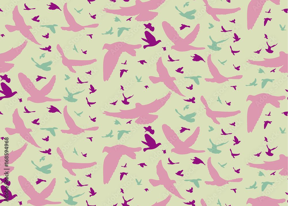 Vector, abstract silhouette of birds background, seamless Vector, abstract silhouette of birds background, seamless