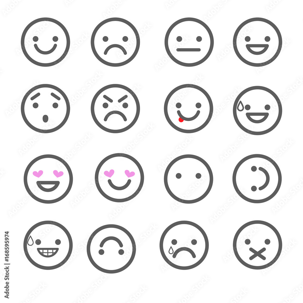 Set emotions icons for applications and chat. Emoticons with different emotions isolated on white background. Set emotions icons for applications and chat. Emoticons with different emotions isolated on white background.