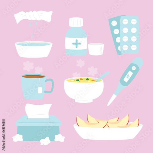 flu season cartoon vector collection