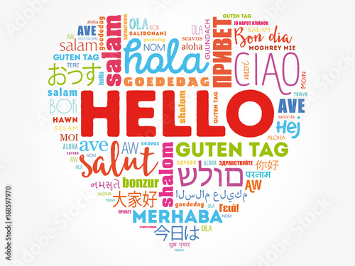 Hello Heart word cloud in different languages of the world, background concept