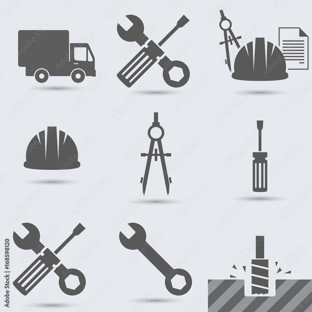 Repair, build instrument. Hammer, car, screw, helmet, wrench and other hand tool Repair hand tool Repair, build instrument. Hammer, car, screw, helmet, wrench and other hand tool Repair hand tool