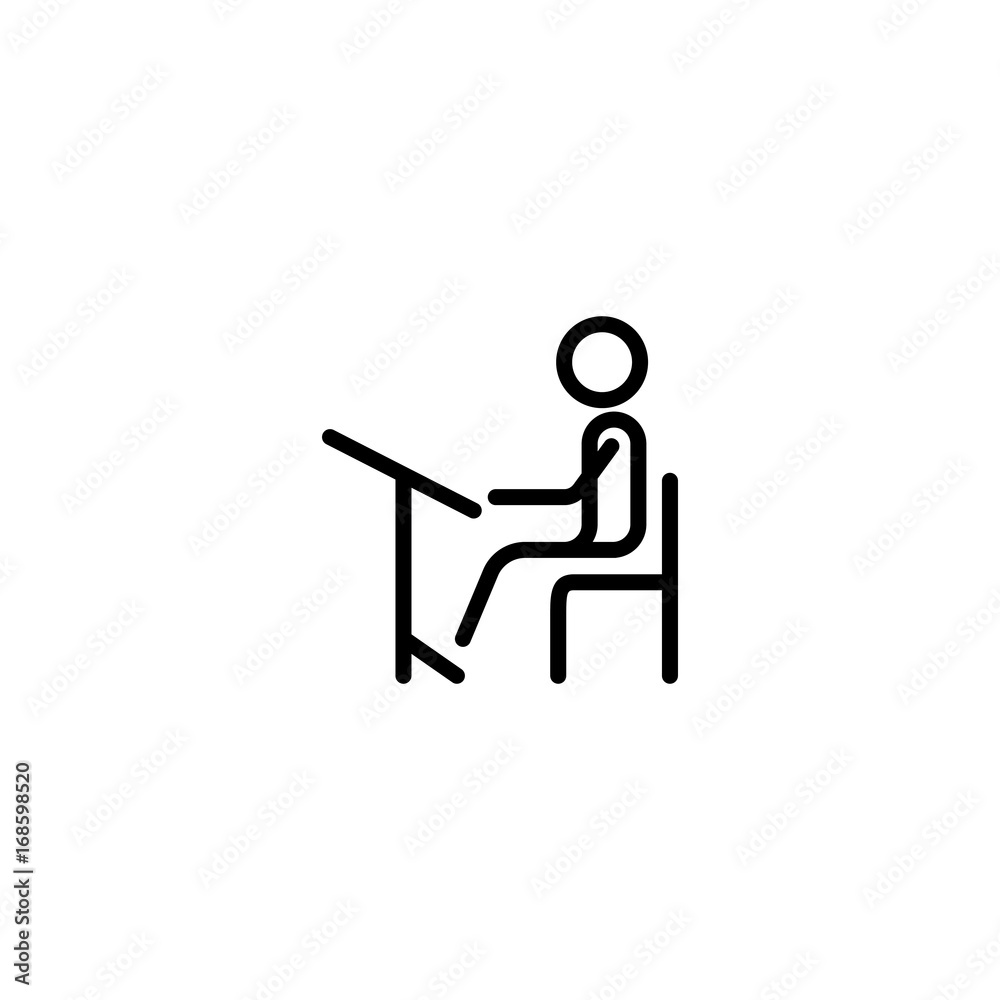 student sitting at the desk line black icon student sitting at the desk line black icon
