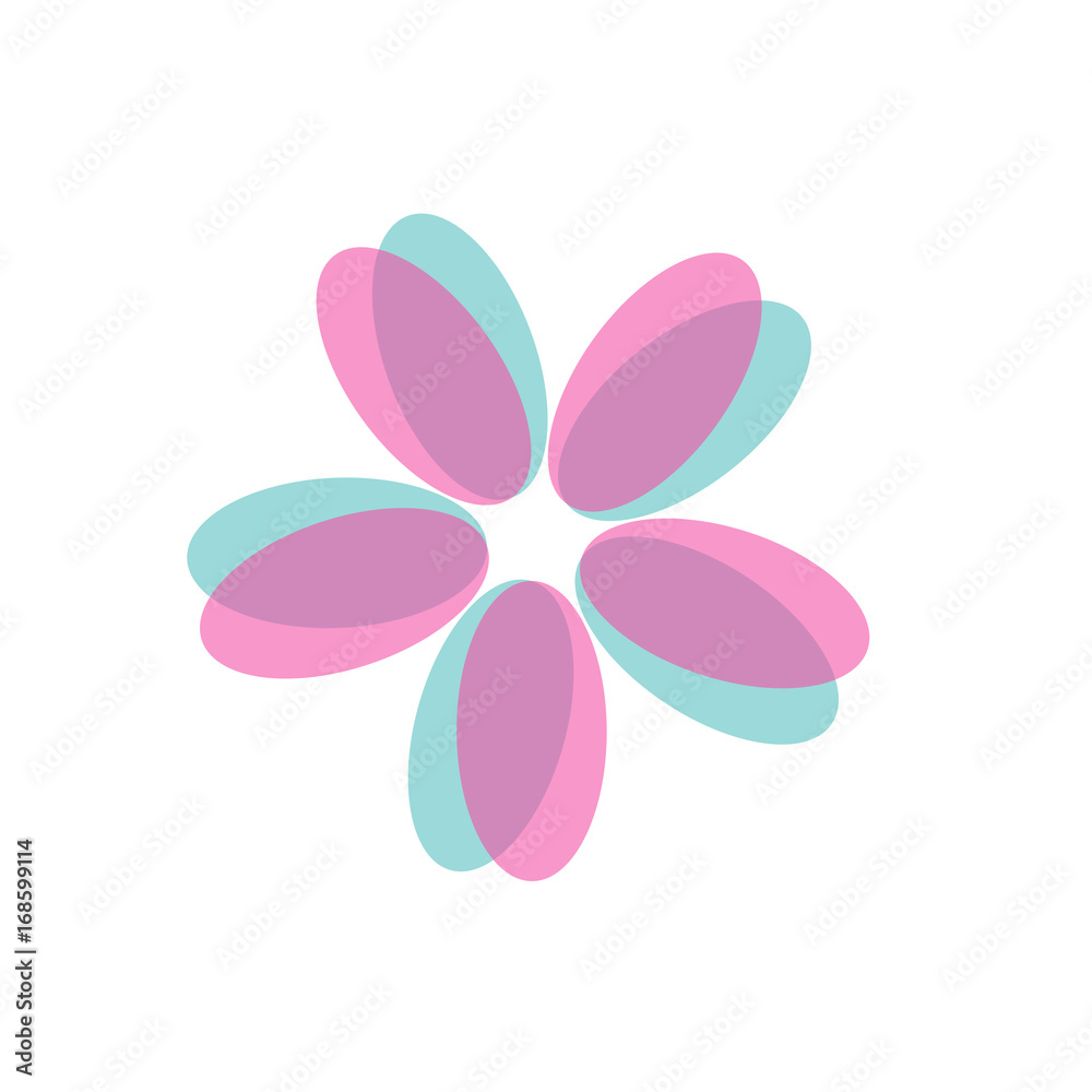 Pink and blue flower isolated on white background