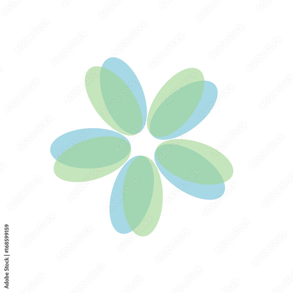 Green and blue flower isolated on white background Green and blue flower isolated on white background