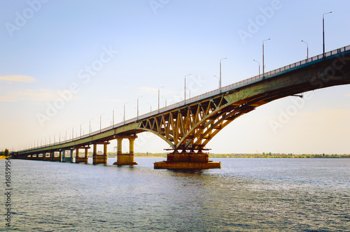 Fototapeta Naklejka Na Ścianę i Meble -  Bridge over the river, close-up. Russia, the Volga.