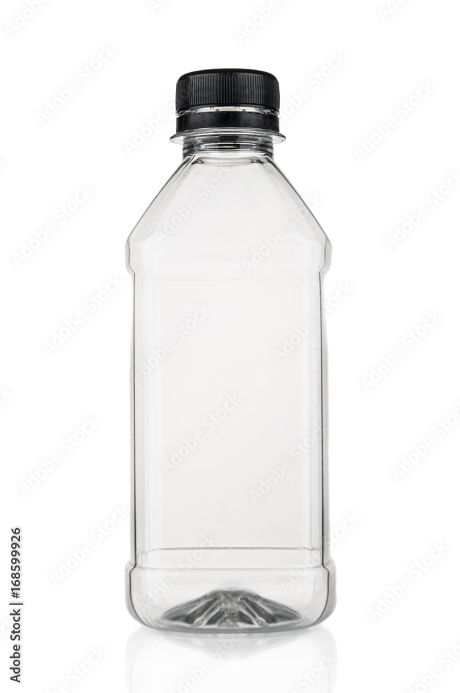 Empty plastic bottle on white background