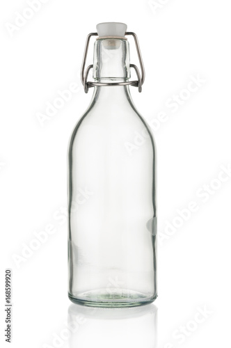 Vintage bottle close up on white background