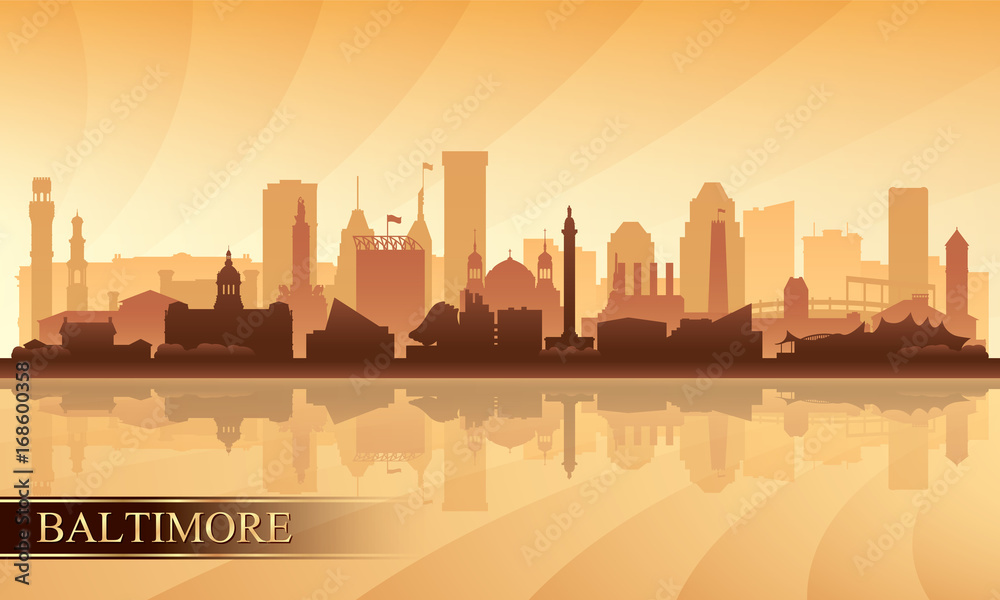 Obraz premium Baltimore city skyline silhouette background