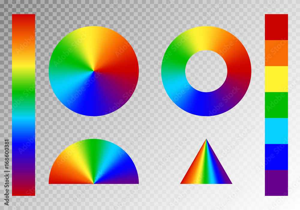 Set of rainbow radial gradients on a transparent background. Editable ...