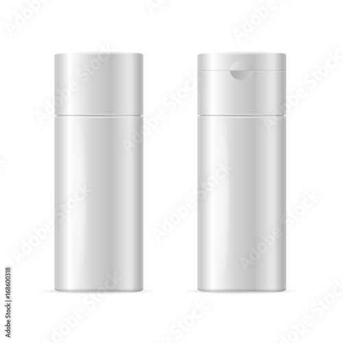 Realistic Template Blank White Shampoo Cosmetic Bottle Isolated. Vector