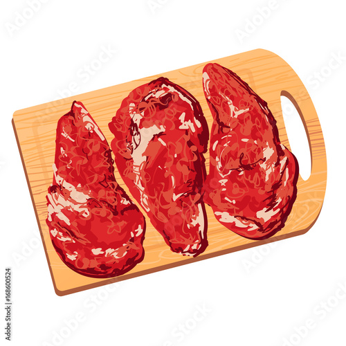 Colorful illustration of pieces of meat