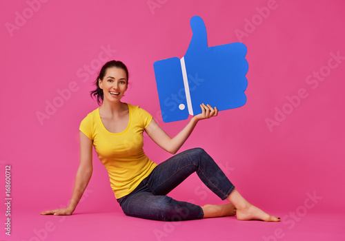 woman with cartoon like icon photo