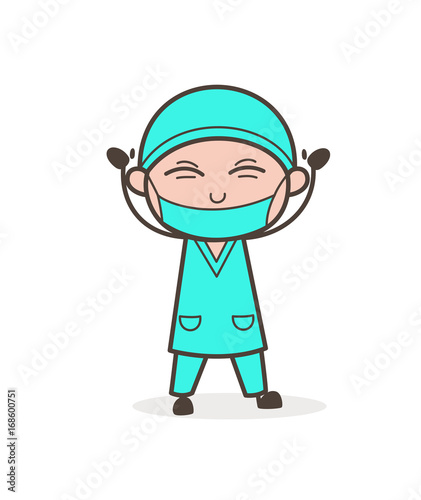 Cartoon Joyful Physiatrist Doctor Vector Illustration