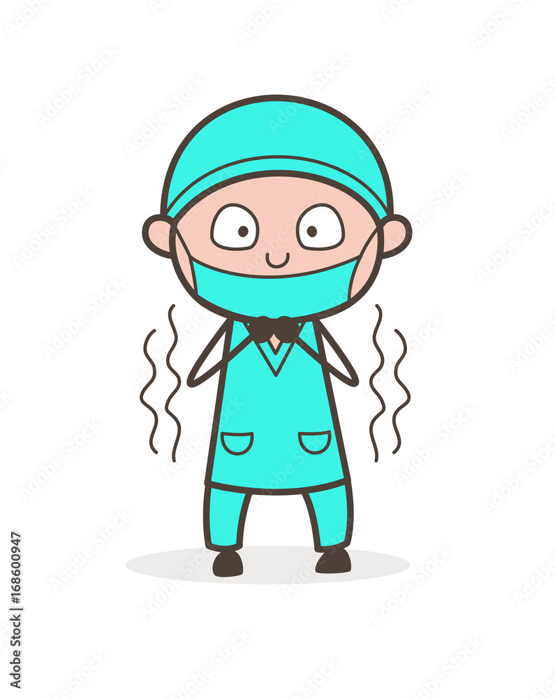 Cartoon Physician Shivering Expression Vector Illustration